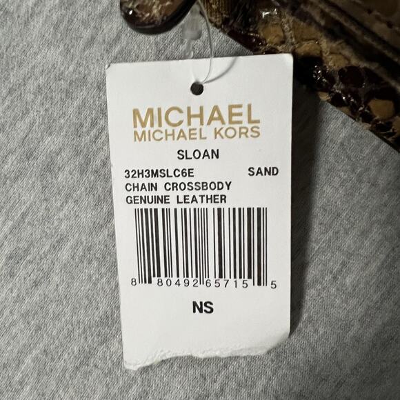 Michael Kors Sloan Crossbody Bag Womens One Size Sand Snake Leather Chain - Picture 5 of 15